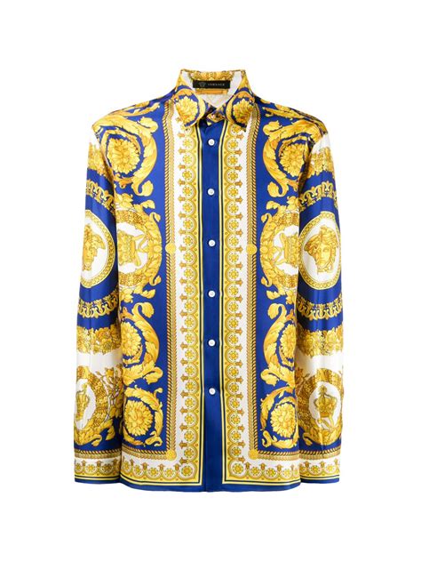 camicia versace seta uomo|Versace Camicia Barocco .